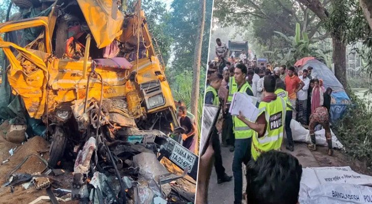 নাটোরে বাস ও ট্রাকের মুখোমুখি সংঘর্ষ, নিহত ১৪